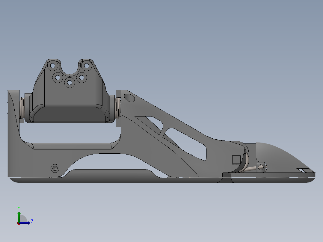 半被动仿生人形脚三维建模图纸 solidworks设计 附STEP STL格式左视图