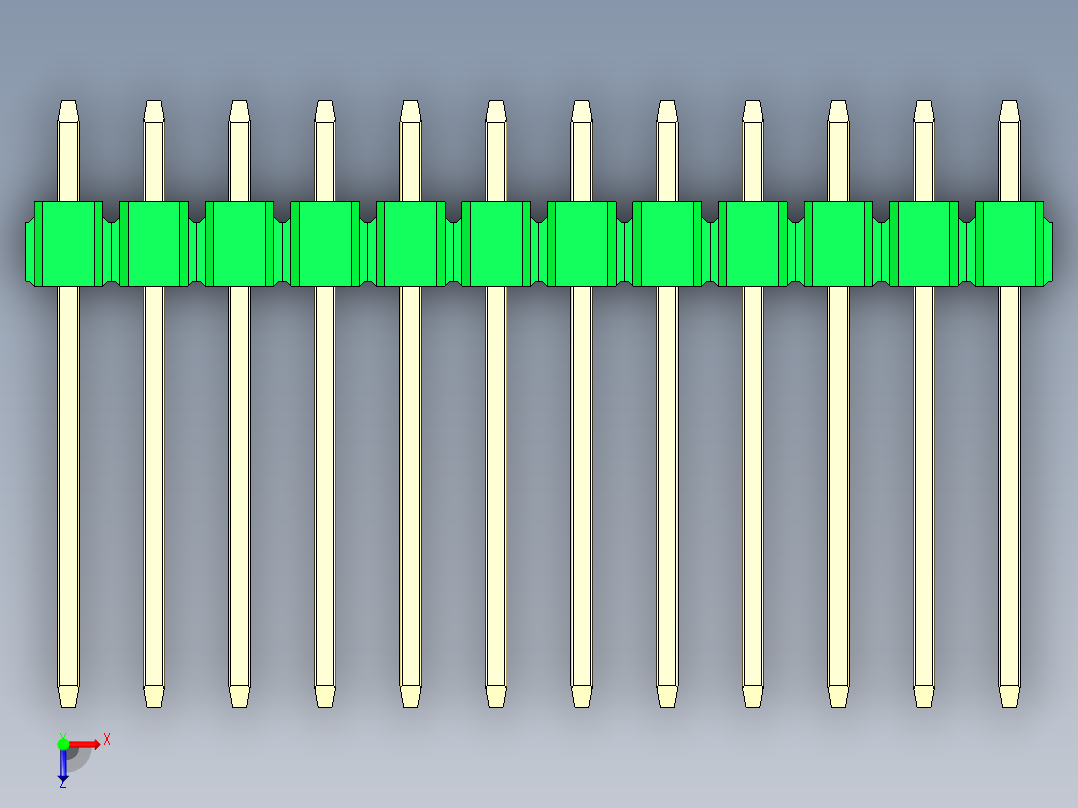 彩色公头100mil（2.54mm）系列-DS1021_green_2x12p_100mil_Type5_rev1.0俯视图