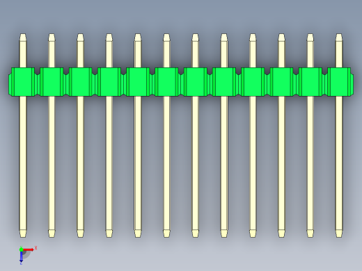 彩色公头100mil（2.54mm）系列-DS1021_green_2x12p_100mil_Type5_rev1.0俯视缩略图