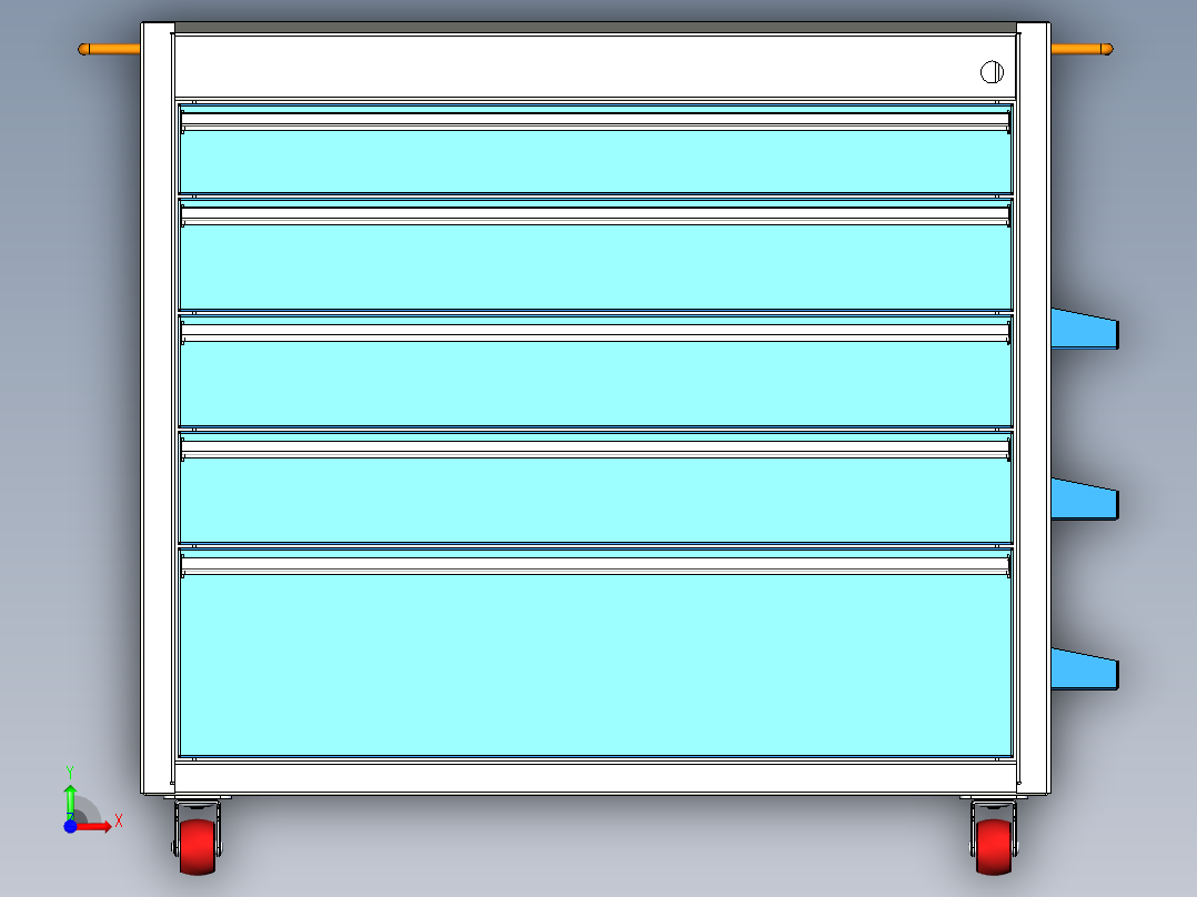 可移动的工具柜前视图