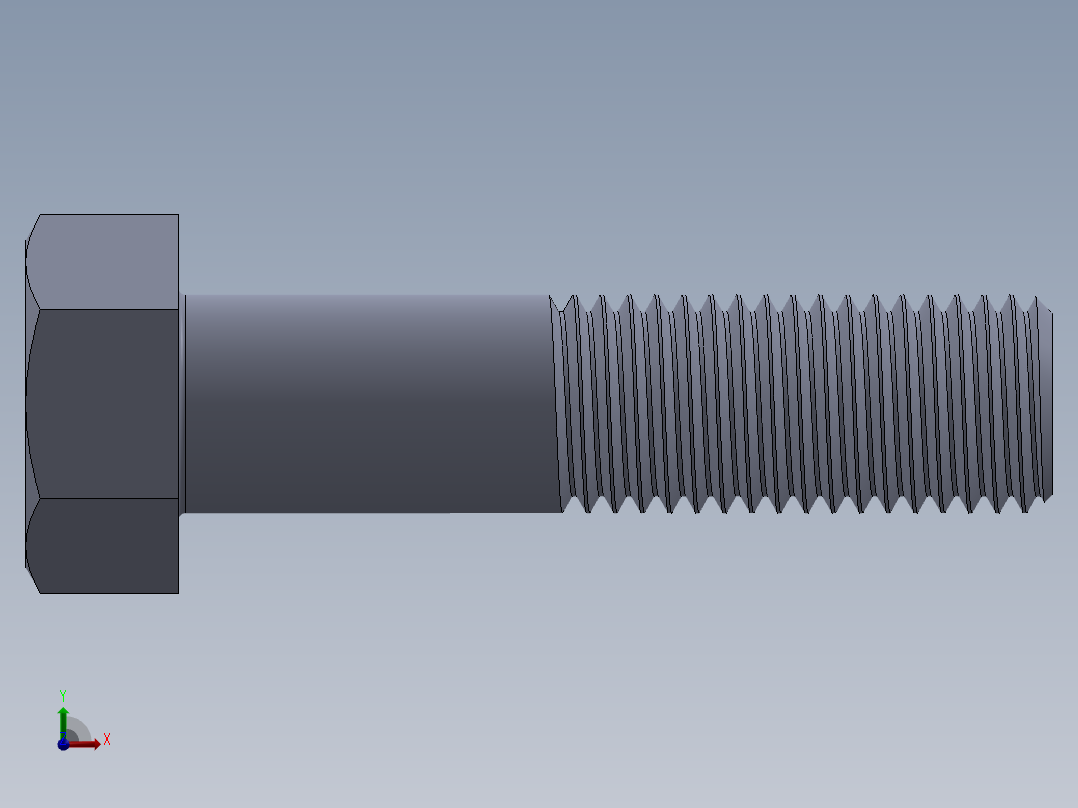 UNC 六角螺栓-Hex Bolt 1.000-8 x 4.SLDPRT前视图