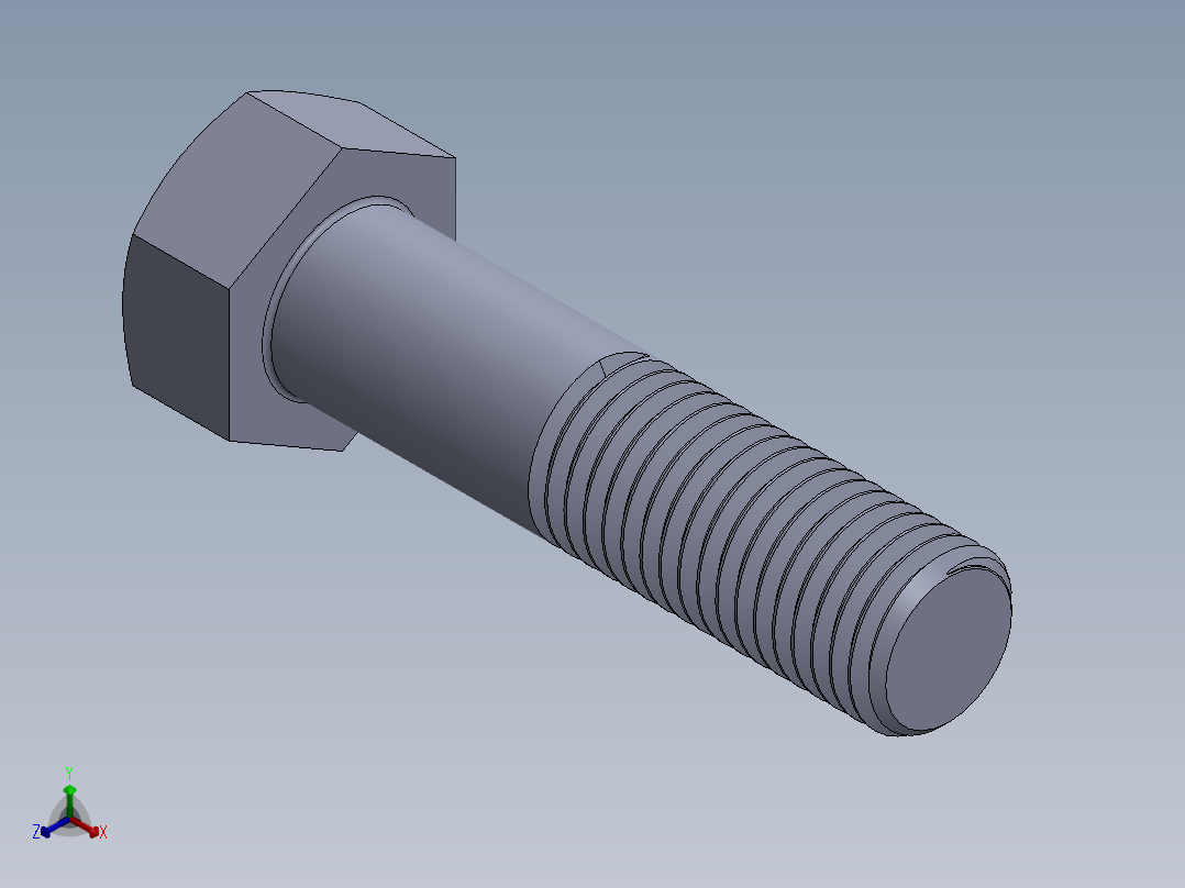 UNC 六角螺栓-Hex Bolt 1.000-8 x 4.SLDPRT正等轴测图