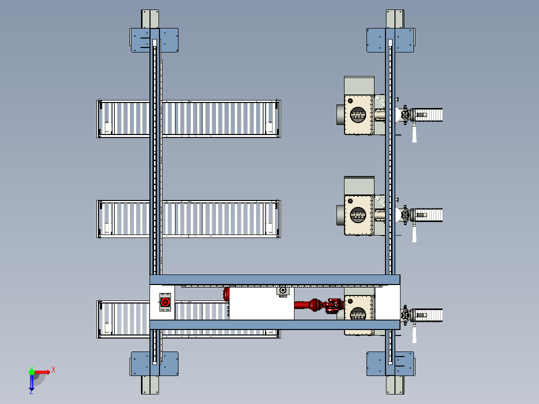 龙门天轨第七轴搬运线俯视图