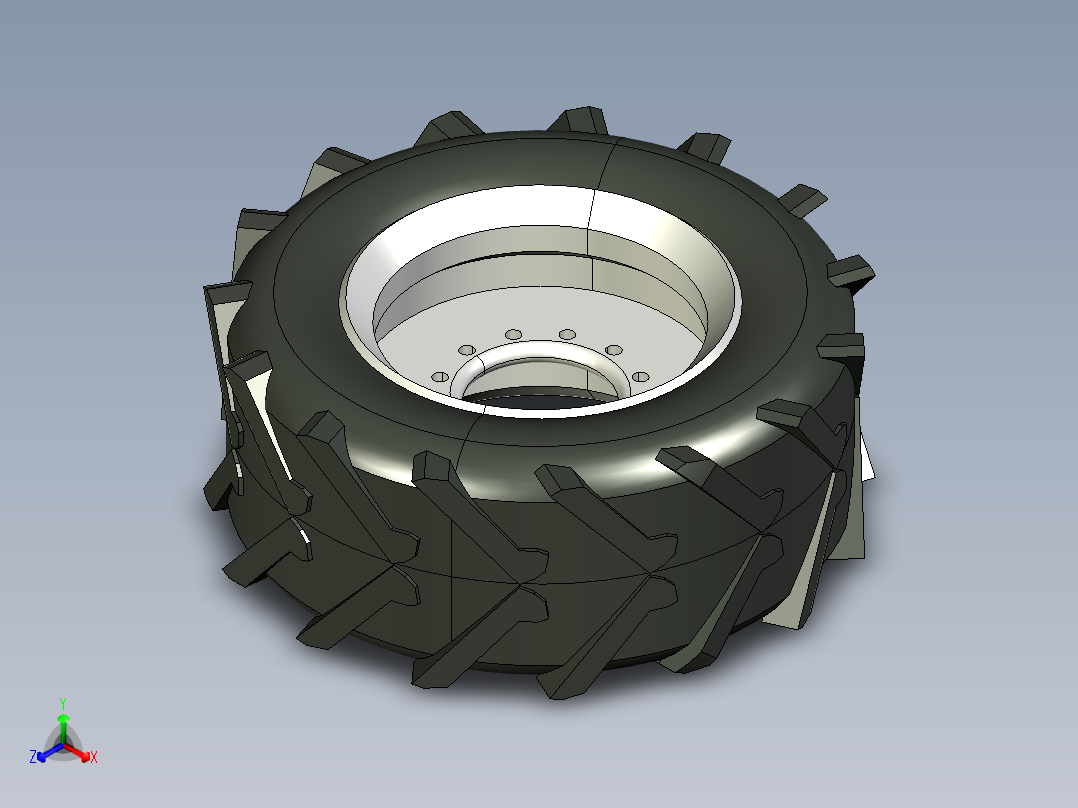 拖拉机轮毂轮胎模型3D图纸 CATIA设计