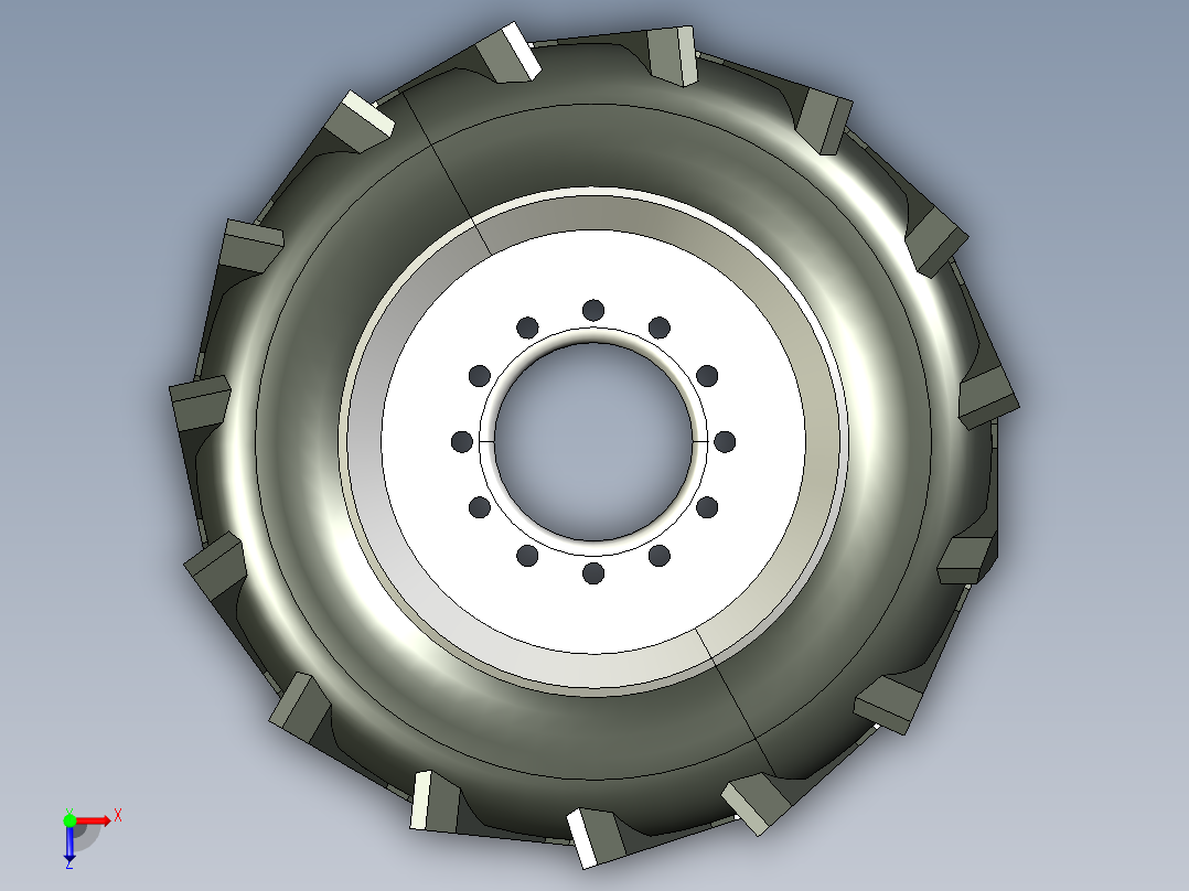 拖拉机轮毂轮胎模型3D图纸 CATIA设计俯视图