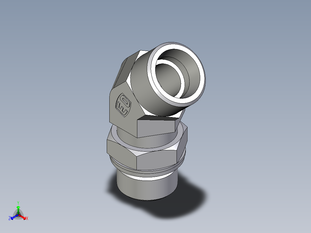 卡套式工业通用硬管接头EO_Adjustable_locknut_45_deg_elbow_VEE20SMOMDCF主视图