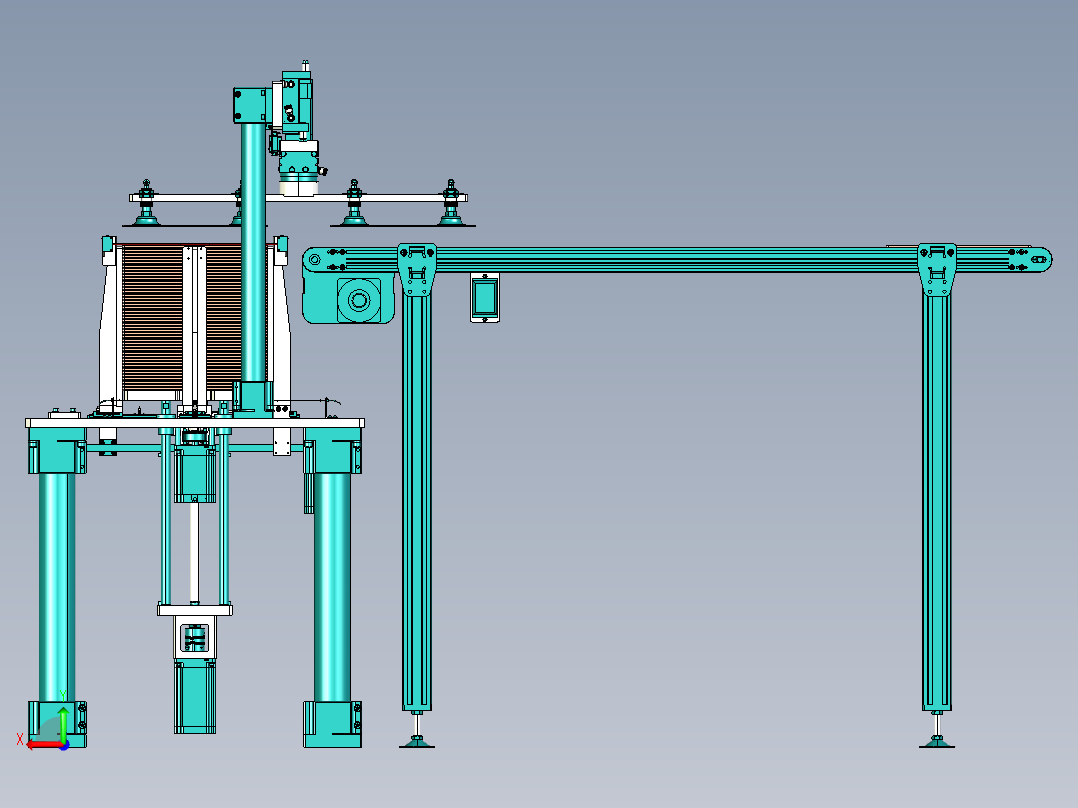 料仓可调式板块供料机构后视图