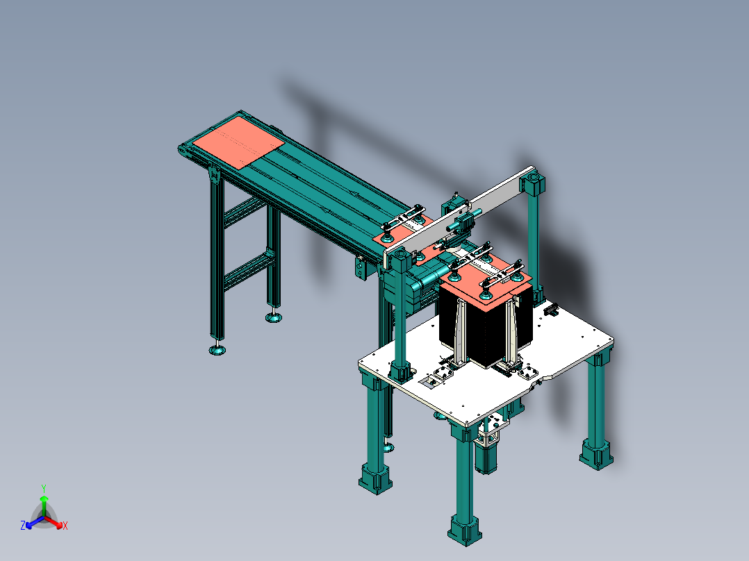 料仓可调式板块供料机构正等轴测图