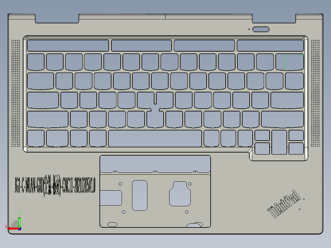 THINKPAD电脑键盘壳攻牙程序模型后视图