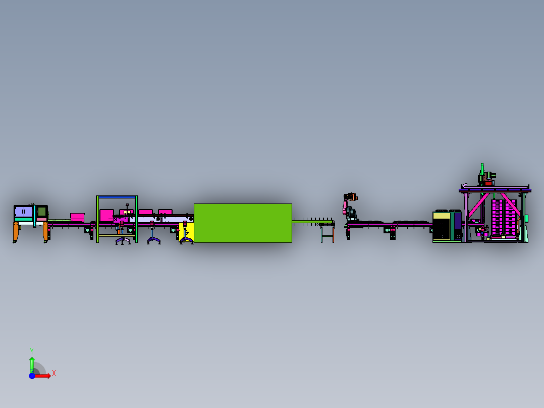 高速小袋装盒全自动包装线前视图