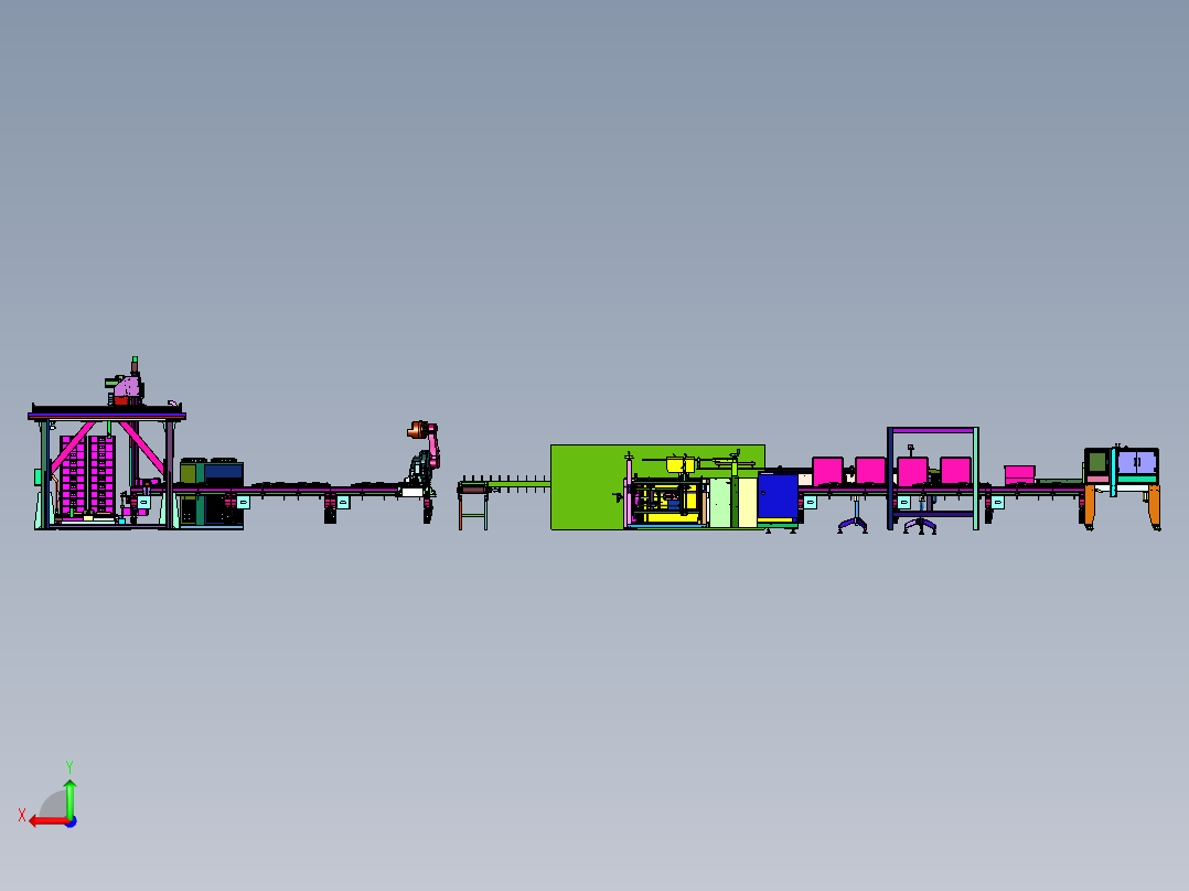 高速小袋装盒全自动包装线后视图