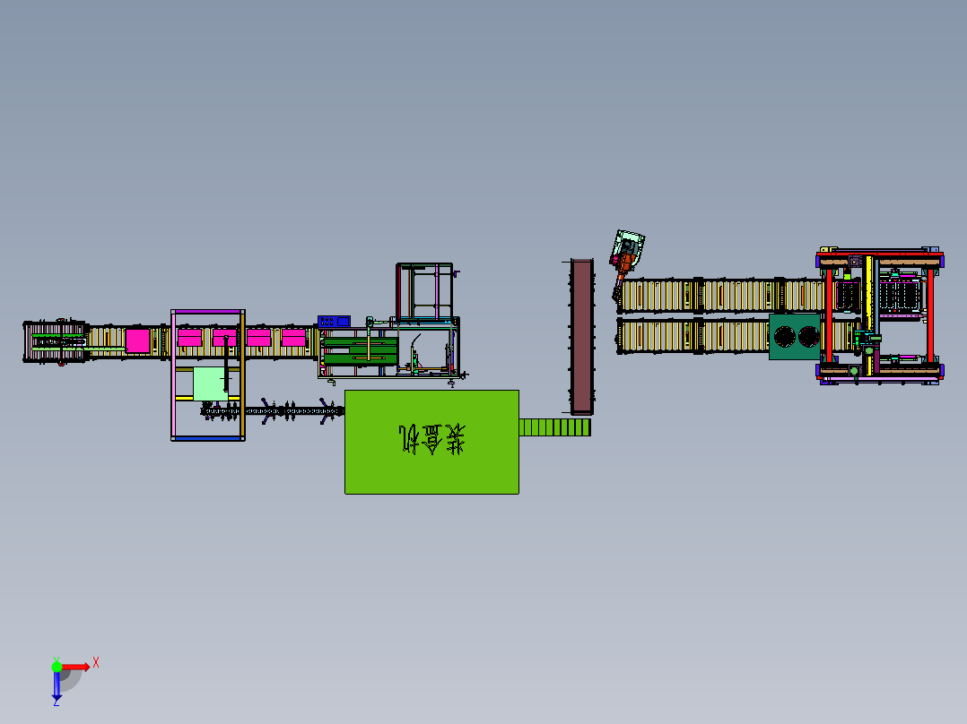 高速小袋装盒全自动包装线俯视图