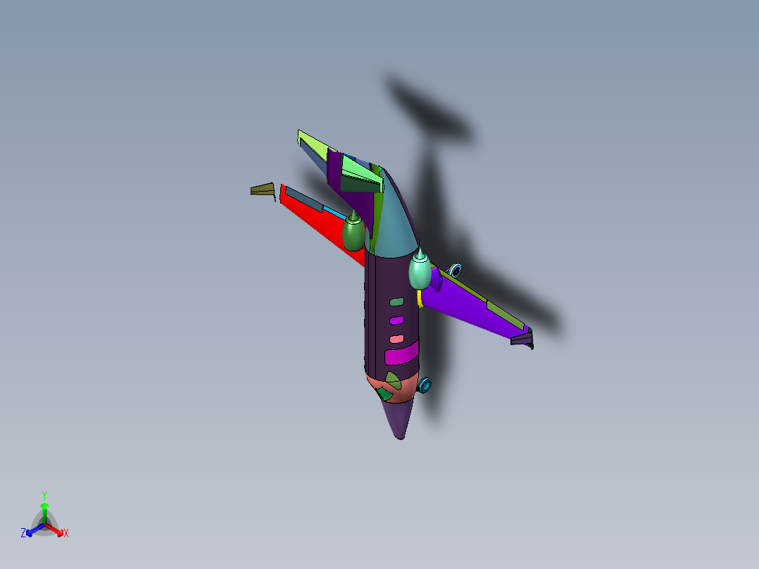 涡扇轻型喷气机正等轴测图