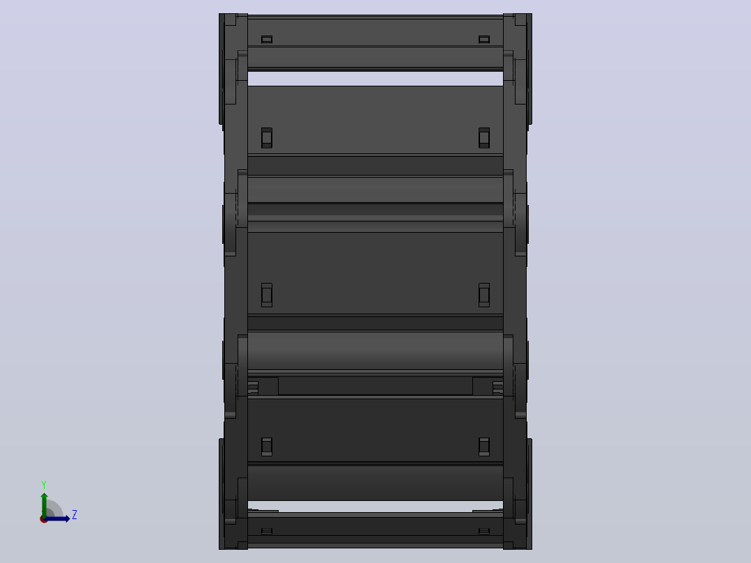 弯曲半径125内高45两侧打开型封闭式拖链_DMD45CD-45-150-125R-30左视图