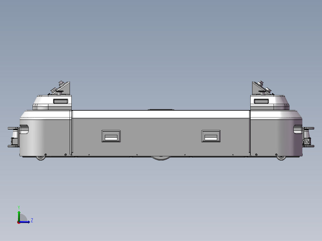 直角减震驱动AGV底盘，轻载双向行驶AGV 三维图纸左视图