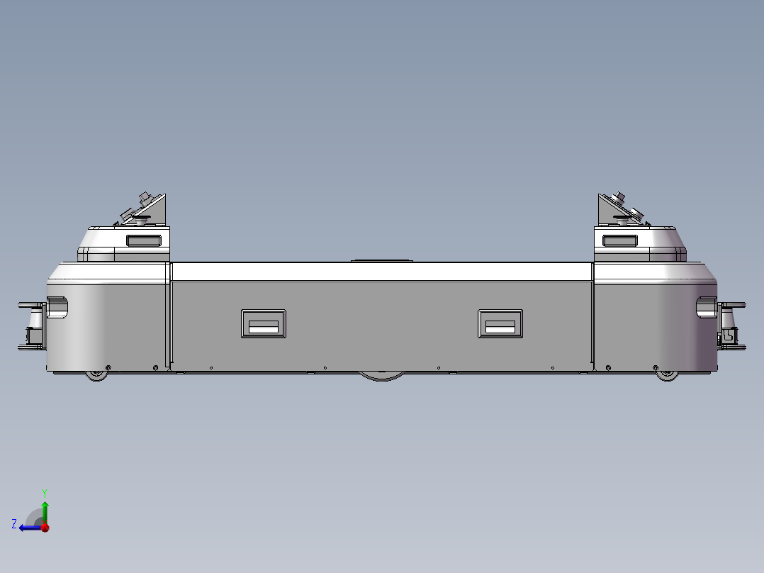 直角减震驱动AGV底盘，轻载双向行驶AGV 三维图纸右视图