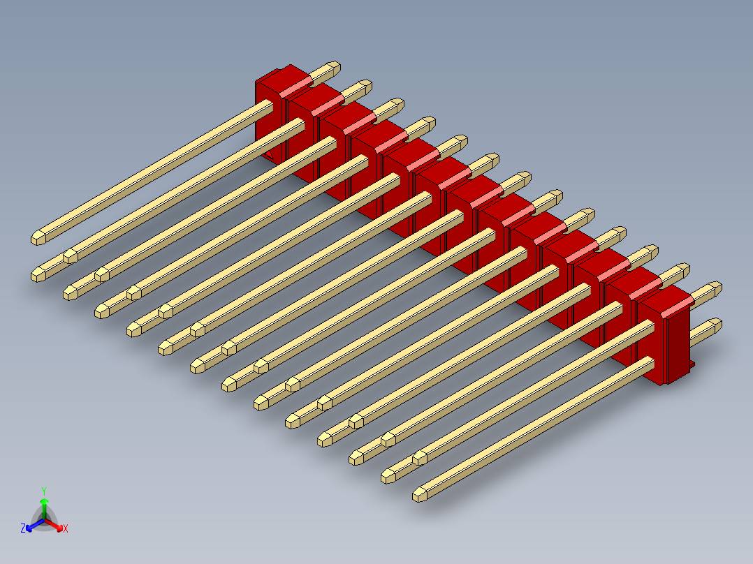 彩色公头100mil（2.54mm）系列-DS1021_red_2x13p_100mil_Type19_rev1.0主视图