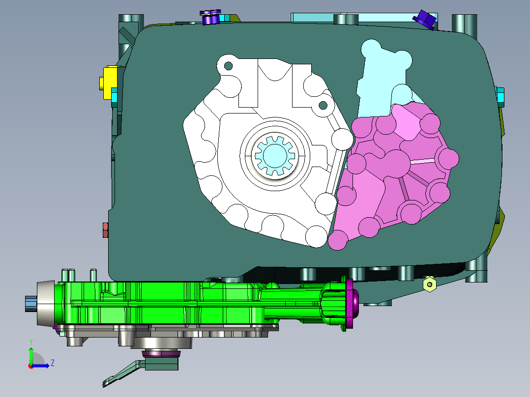 采埃孚16档变速箱总成左视图