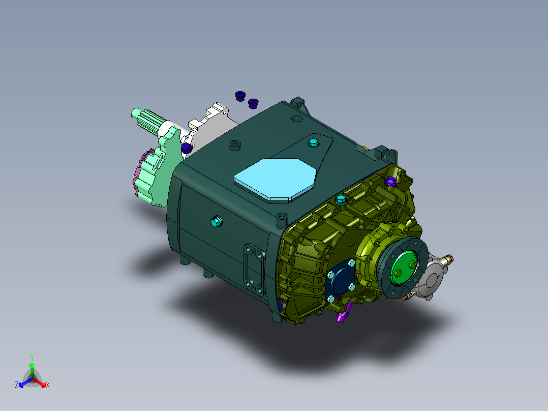 采埃孚16档变速箱总成正等轴测图