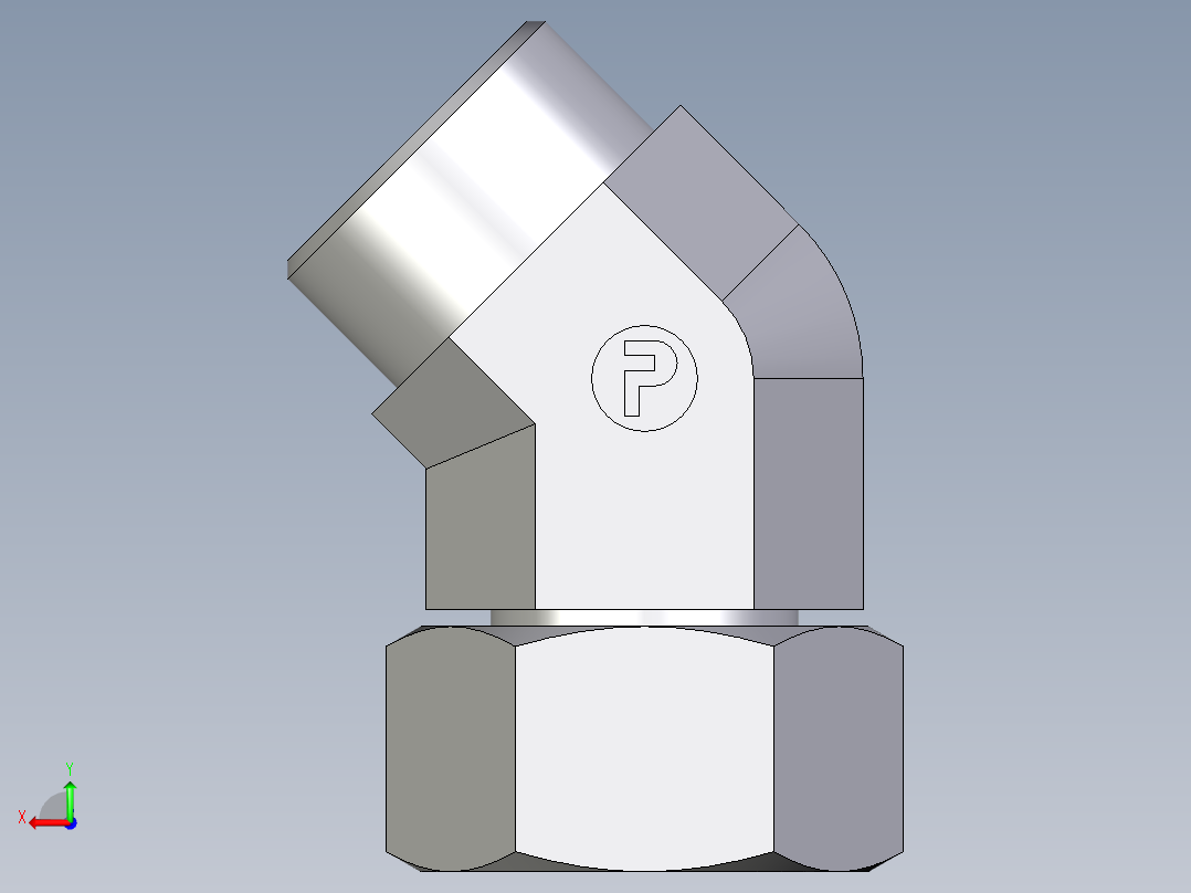 卡套式工业通用硬管接头EO_Swivel_nut_45_deg_elbow_EV18LOMDCF后视图