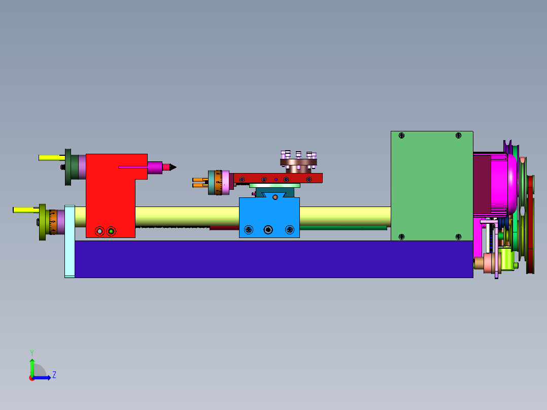 小型台式车床左视图