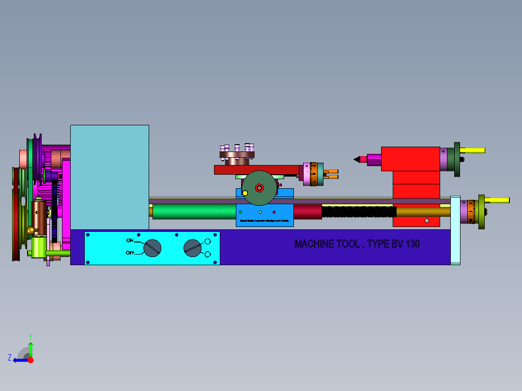 小型台式车床右视图