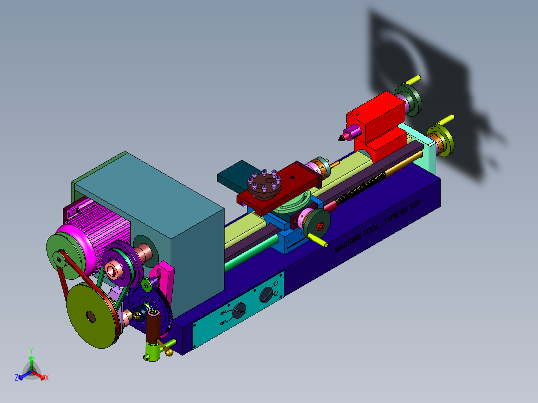 小型台式车床正等轴测图