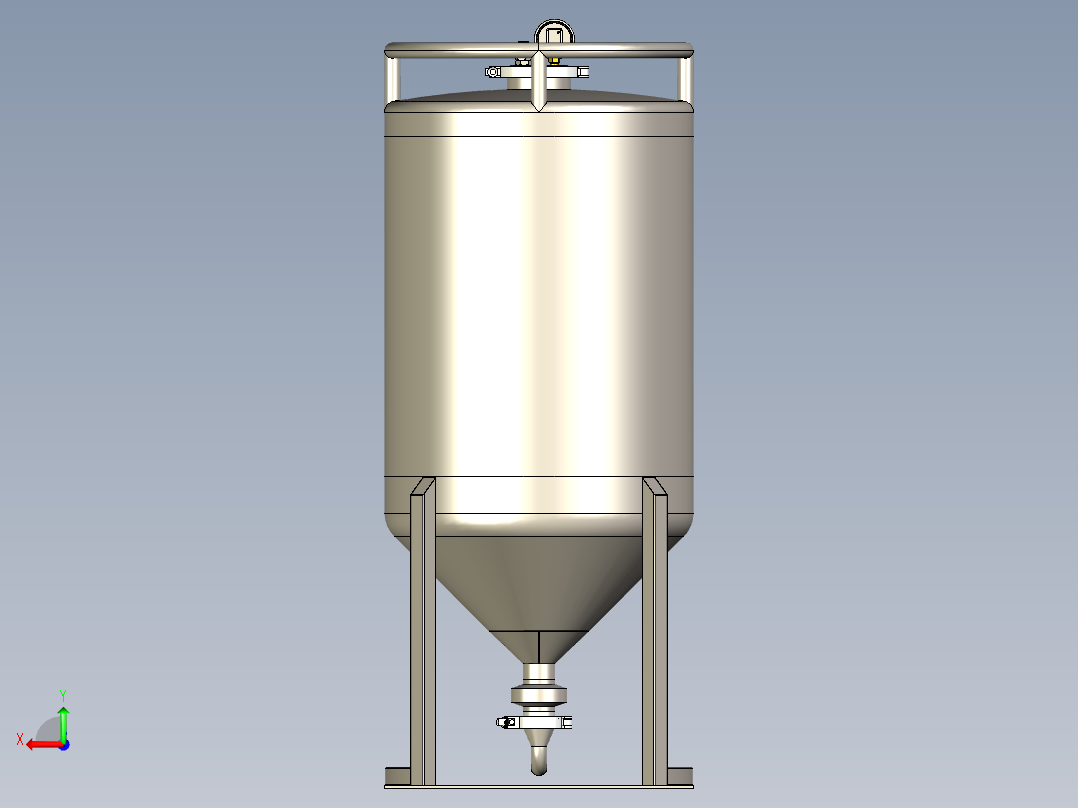 150L发酵罐三维模型后视图