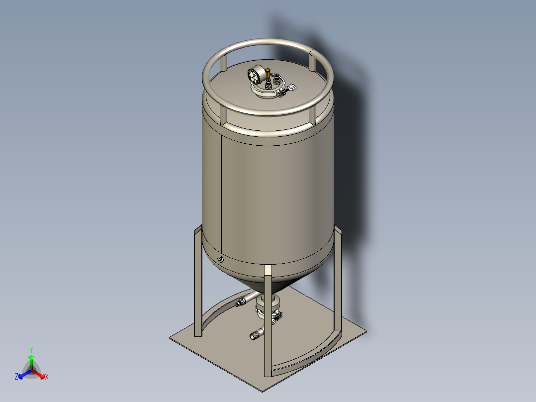 150L发酵罐三维模型正等轴测图