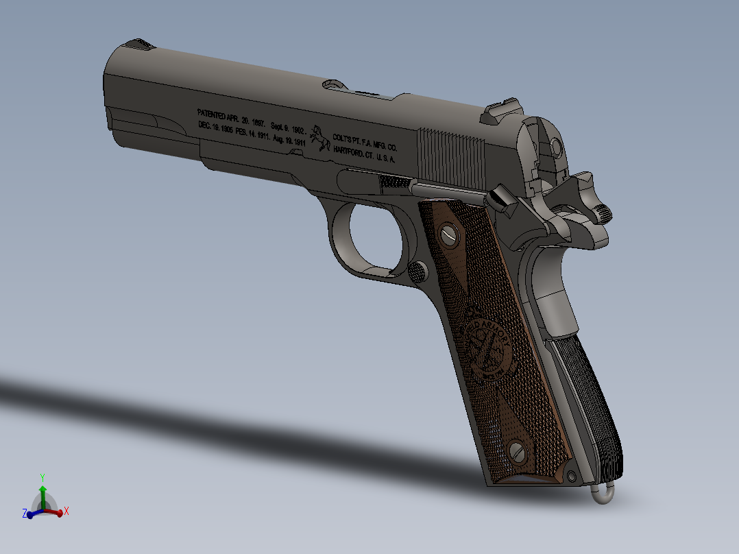 手枪左轮冲锋枪老式狙击步枪设计3D图纸m1911 colt packed SW IGS