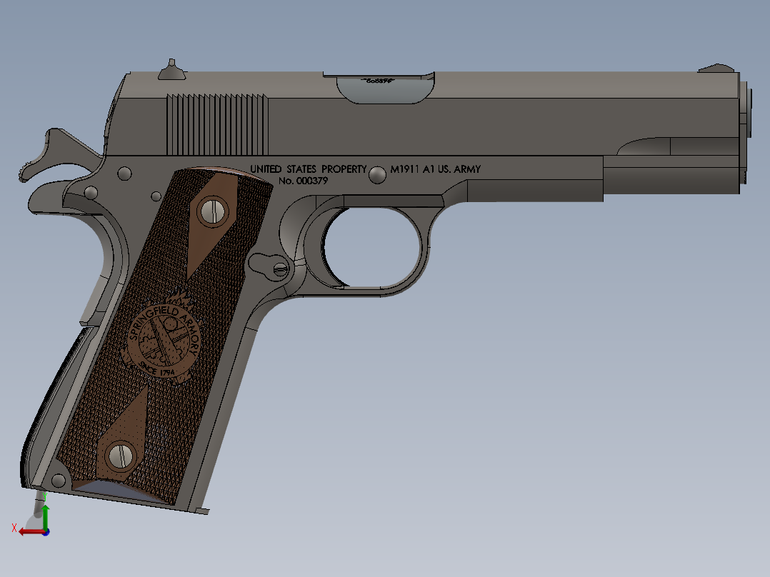 手枪左轮冲锋枪老式狙击步枪设计3D图纸m1911 colt packed SW IGS后视图