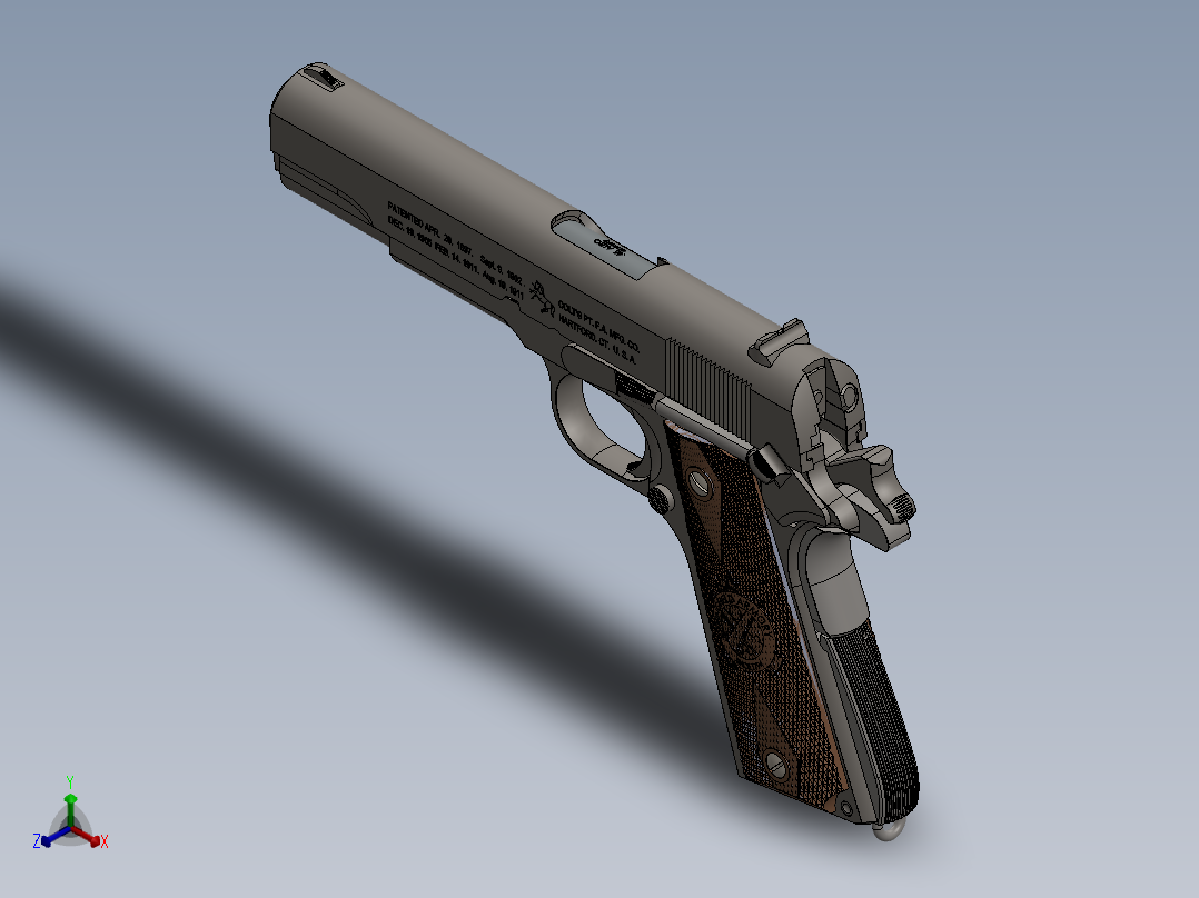 手枪左轮冲锋枪老式狙击步枪设计3D图纸m1911 colt packed SW IGS正等轴测图