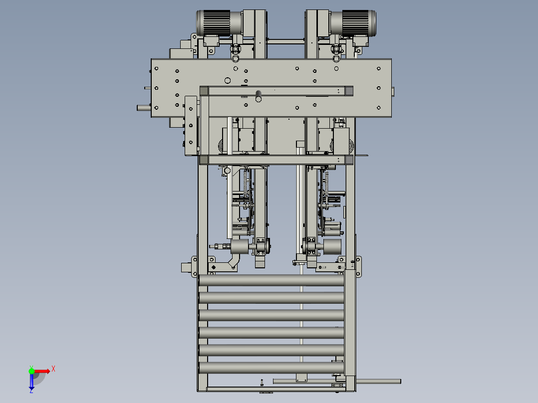 四边封板包装设备俯视图