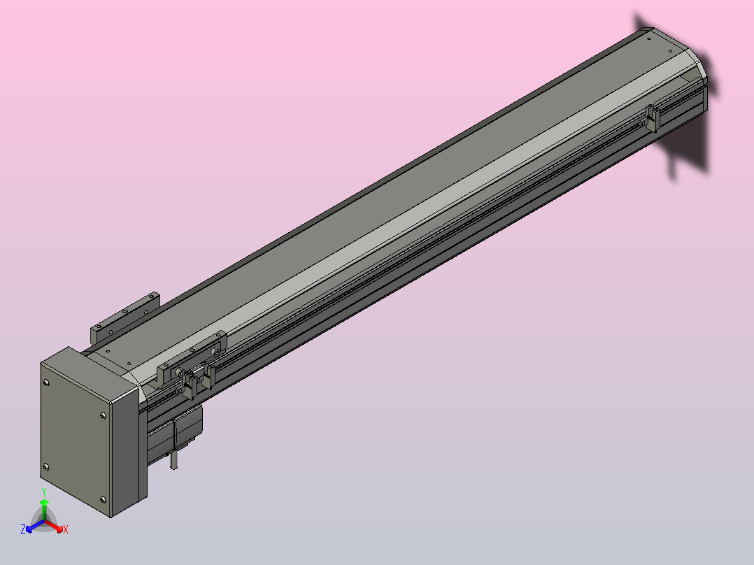 SYS12-600-BM-200W滚珠花健、支撑座、滚珠丝杠、交叉导轨、直线模组.STEP主视图