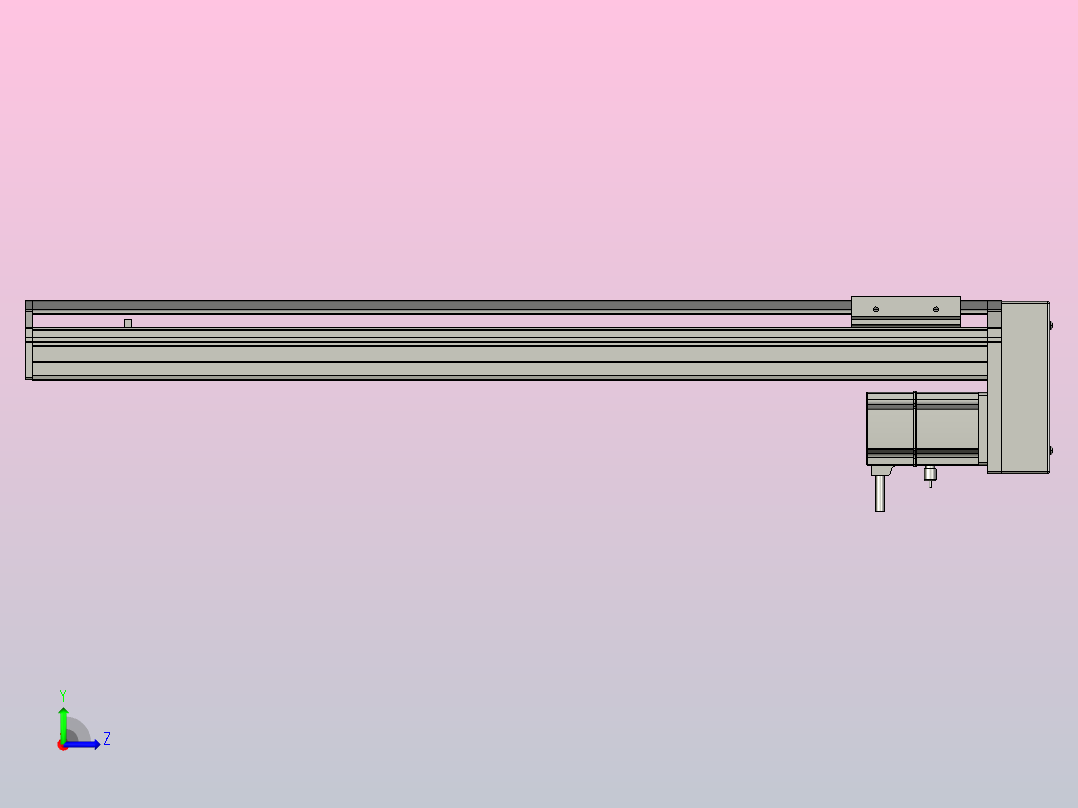 SYS12-600-BM-200W滚珠花健、支撑座、滚珠丝杠、交叉导轨、直线模组.STEP左视图