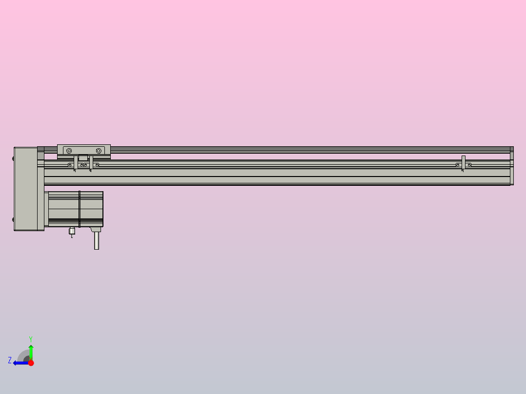 SYS12-600-BM-200W滚珠花健、支撑座、滚珠丝杠、交叉导轨、直线模组.STEP右视图