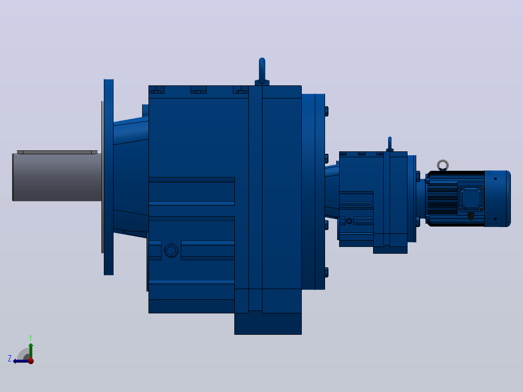 RF147R77法兰轴伸式组合型斜齿轮减速机RF147R77-Y0.18-4P-63-M1-0°-Φ450右视图