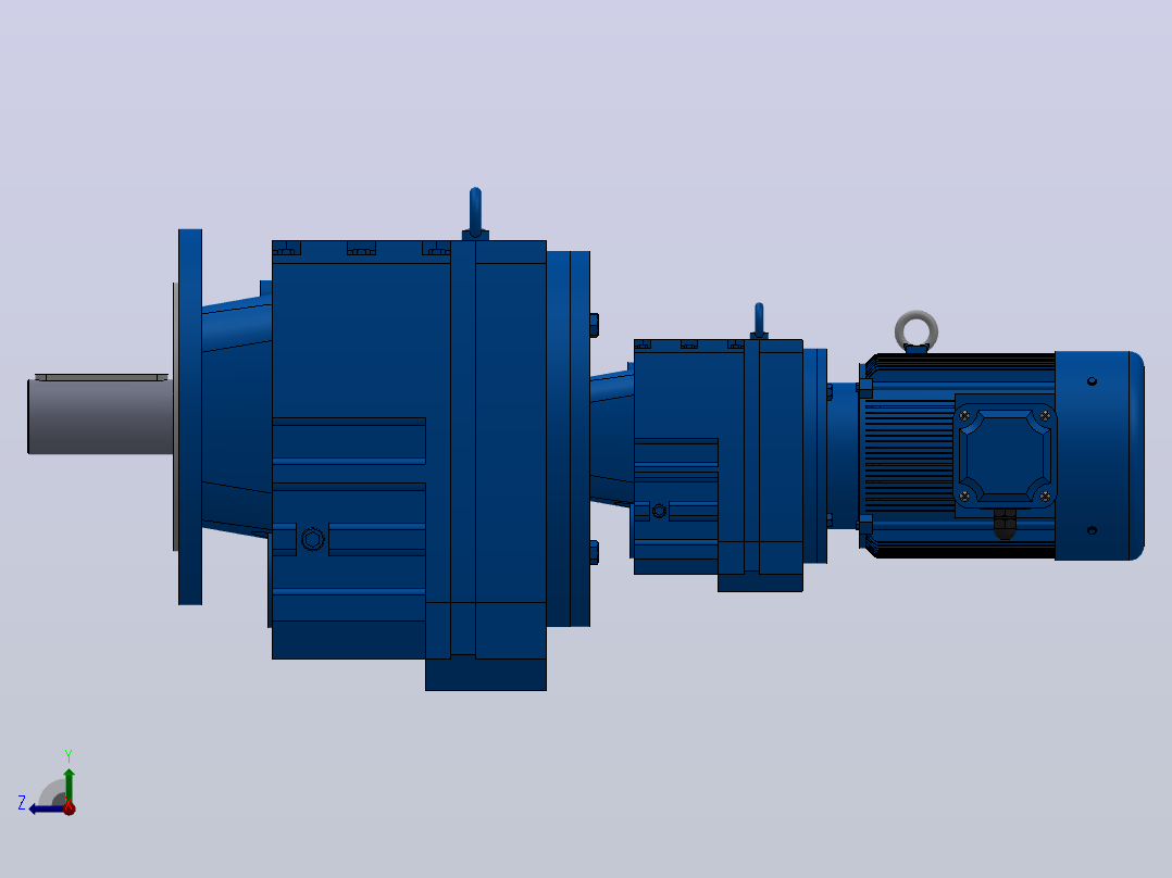 RF107R77法兰轴伸式组合型斜齿轮减速机RF107R77-Y1.1-4P-90S-M1-0°-Φ350右视图