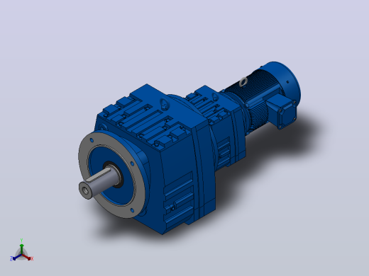 RF107R77法兰轴伸式组合型斜齿轮减速机RF107R77-Y1.1-4P-90S-M1-0°-Φ350正等轴测缩略图