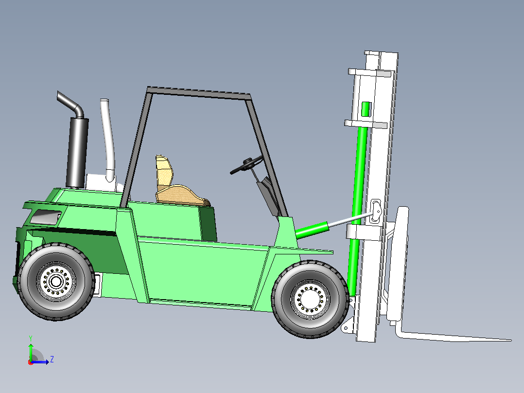 Green叉车 SW STP x_t STL左视图