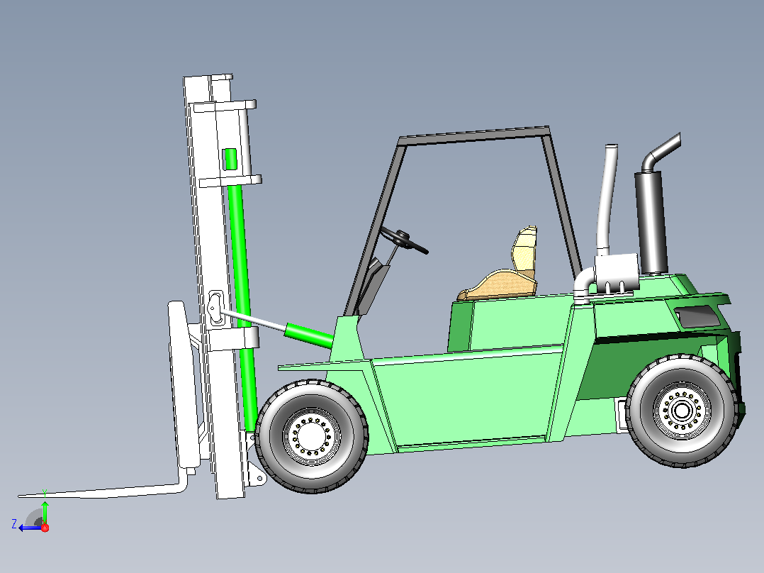 Green叉车 SW STP x_t STL右视图