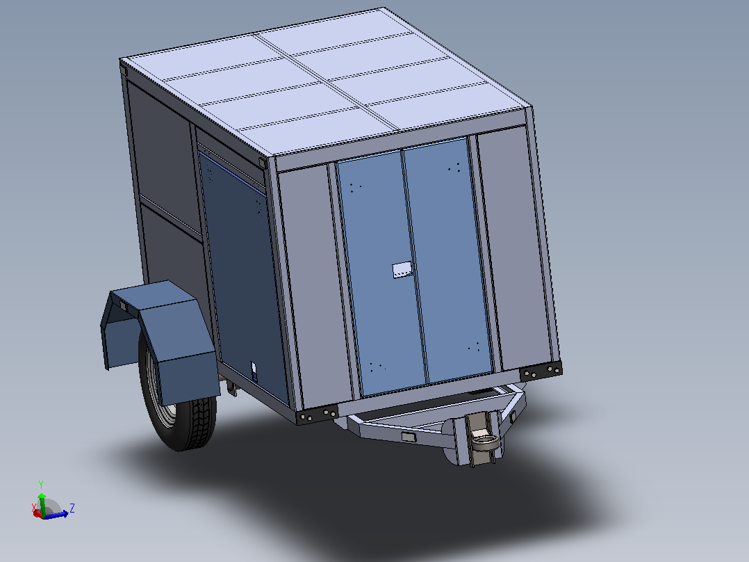 机场行李推车 _行李拖车（GSE）_ 3D模型主视图
