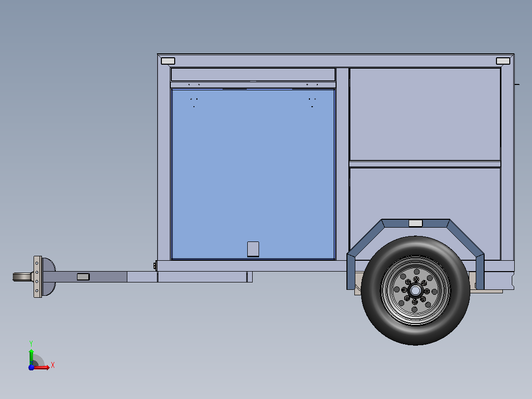 机场行李推车 _行李拖车（GSE）_ 3D模型前视图