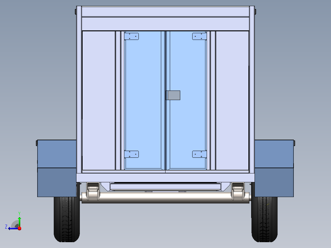 机场行李推车 _行李拖车（GSE）_ 3D模型右视图