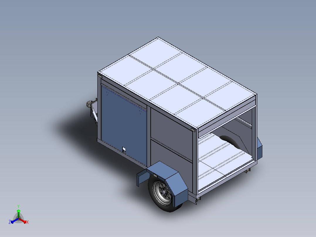 机场行李推车 _行李拖车（GSE）_ 3D模型正等轴测图