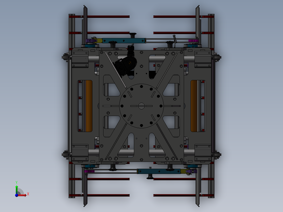 宽度可调机器人抓袋夹具sw12前视图