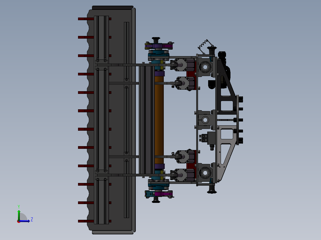 宽度可调机器人抓袋夹具sw12左视图