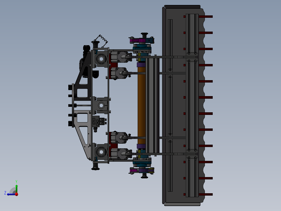 宽度可调机器人抓袋夹具sw12右视图