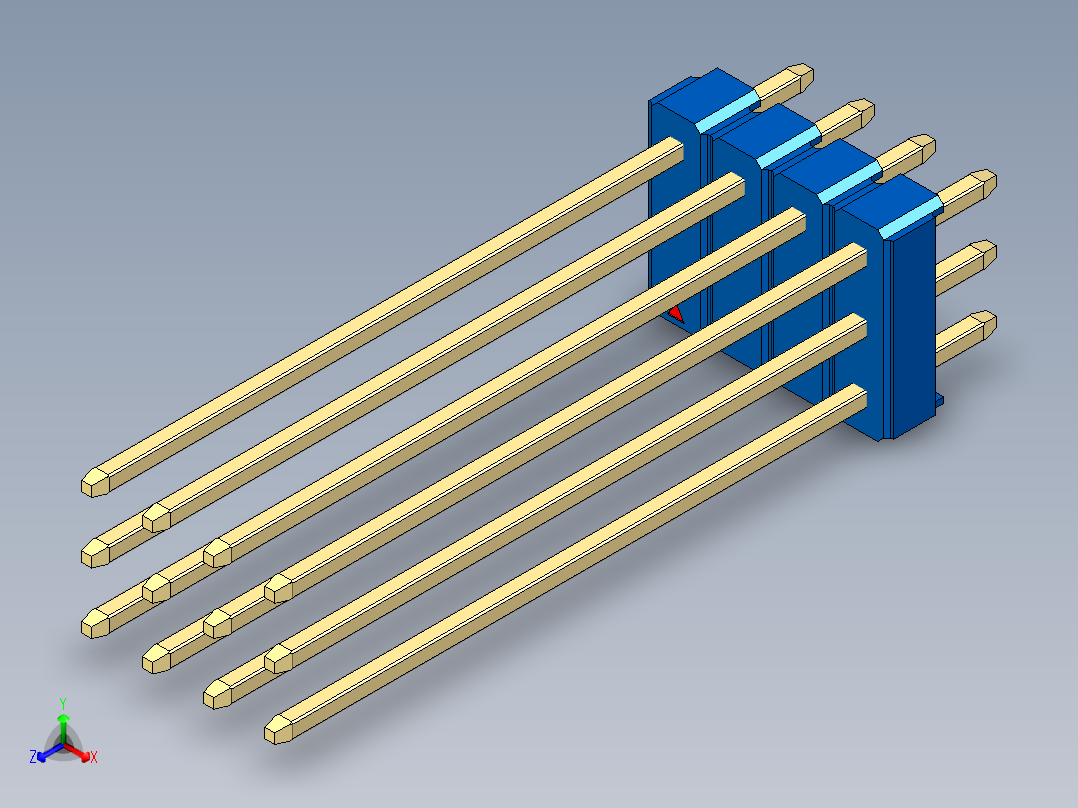 彩色公头100mil（2.54mm）系列-DS1021_blue_3x04p_100mil_Type43_rev1.0主视图