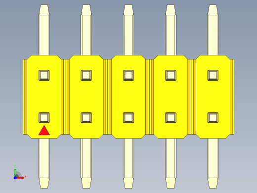 彩色公排针 100mil 2.54mm 系列-DS1022_yellow_10p_100mil_TypeSMT_rev1.0前视缩略图